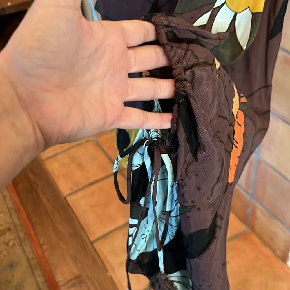Free People Brown Floral Boho Balloon Sleeve Mini, size S - Picture 5 of 11